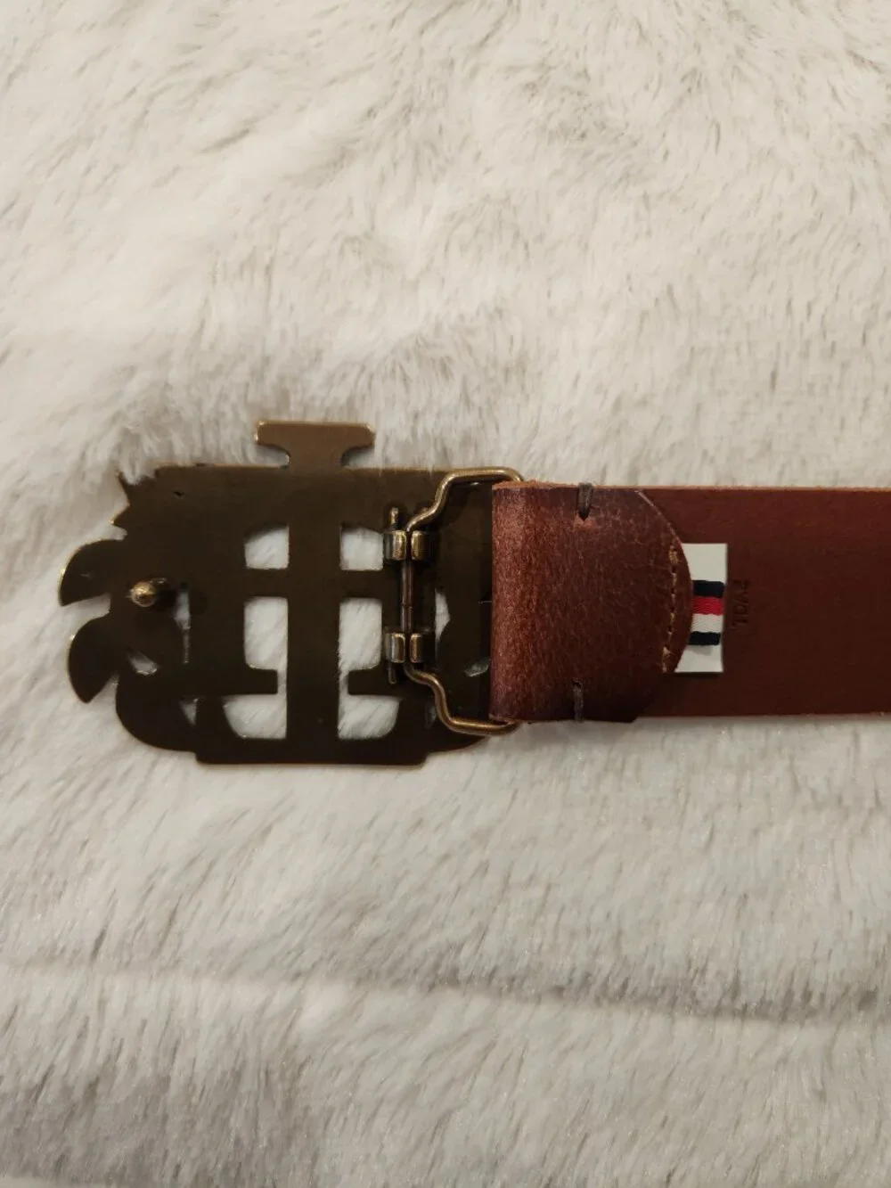 New Tommy Hilfiger Laurel Crest Plaque Leather Belt - Men's L (38-40)